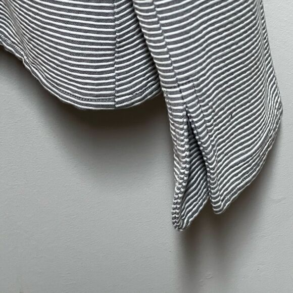 NWT Ellen Tracy Grey White Pinstripe Cotton Blend Jacket Blazer Womens 14 $448 - Picture 4 of 8